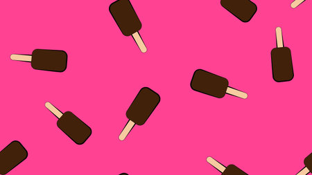 ice cream on a stick on a pink background, pattern, vector illustration. wallpaper for cafes and...