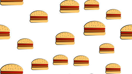 Burger Seamless Pattern Background Vector Design Isolated on White Background.のイラスト素材