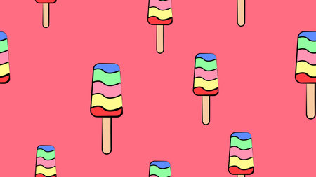 Ice cream seamless pattern. Cartoon cute style. Vector illustration.