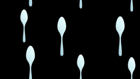 Black and White wooden spoon and fork seamless pattern.のイラスト素材