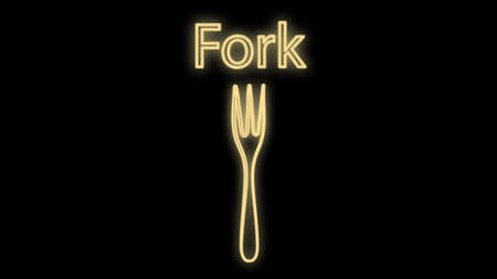 Glowing neon Fork icon isolated on brick wall background. Cutlery symbol. Vector Illustration.のイラスト素材
