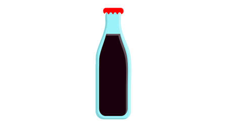 cola bottle icon soda bottle with red lable flat vector cola icon.のイラスト素材