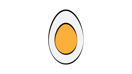 Hard Boiled Sliced Broken egg flat style with long shadow isolated on green background. breakfast...
