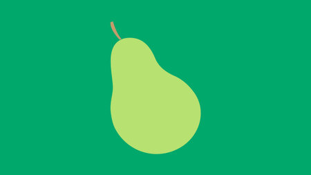 Green pear isolated on white background. Vector illustration. Cut green pear.のイラスト素材