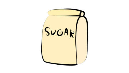 Cartoon doodle linear sugar, bag isolated on white background. Vector illustration.のイラスト素材
