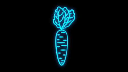 Glowing neon Carrot icon isolated on blue background. Happy Easter. Vector Illustration.のイラスト素材