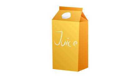 Orange juice box package with solid and flat color design style.のイラスト素材