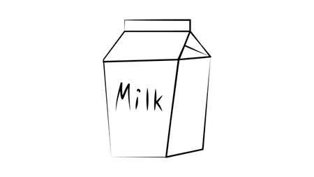 Milk carton box vector illustration, dairy paper pack icon.のイラスト素材