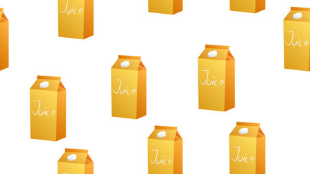 Juice, Beverages, Carton Package icon sign. Seamless pattern on a gray background. Vector illustration.のイラスト素材