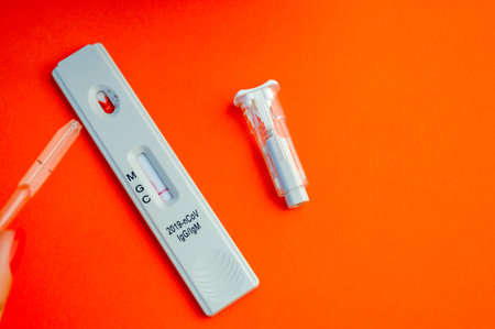 Coronavirus (COVID-19) rapid test kit.の写真素材