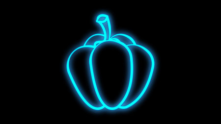 Glowing neon line Hot chili pepper pod icon isolated on black background. Design for grocery, culinary products.のイラスト素材