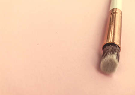 High Angle View Of Mack Up On Table Against Pink Background.の写真素材