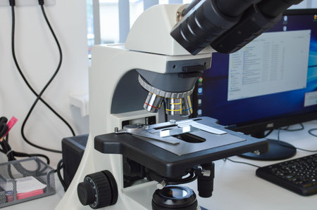 Microscope and Scientific Equipment in a Research Laboratory.