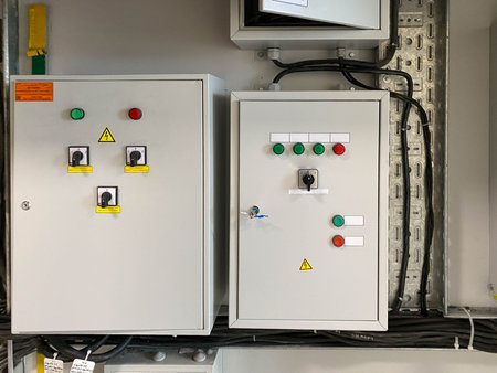 Control panel for electrical equipment. Electric remote control. Remote control production...