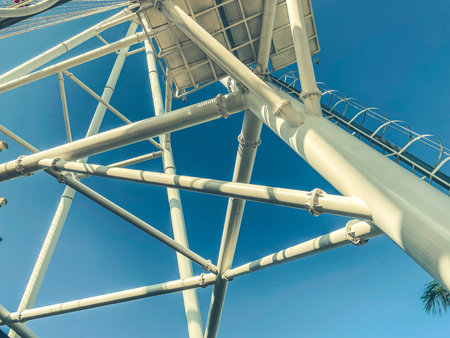huge, massive, heavy armature of white color. the base of the attraction, a large carousel for...