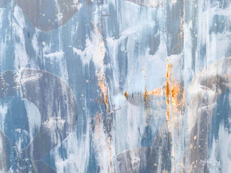 the metal wall is painted in dark blue paint. 3d background, texture. rusty wall with a bright color. metal home decoration.の写真素材