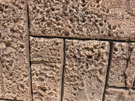 concrete masonry. large red bricks, texture, background. bricks with holes on the surface, porous material. volumetric texture.の写真素材