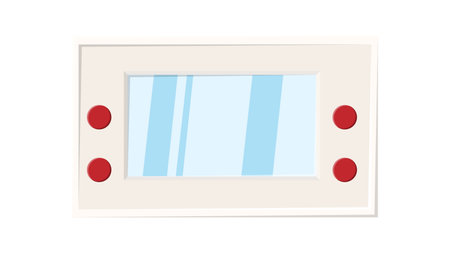 Old retro vintage hipster handheld portable video game console with buttons and screen for gamers from 70s 80s 90s. white icon. vector illustration.のイラスト素材