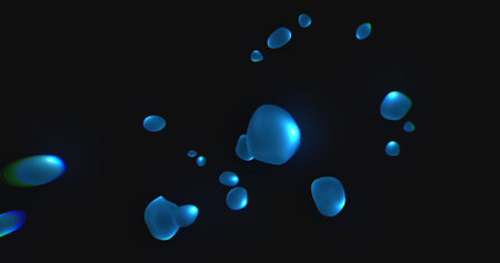 Abstract background of blue and purple diagonal small neon bright stripes of particles in the form...