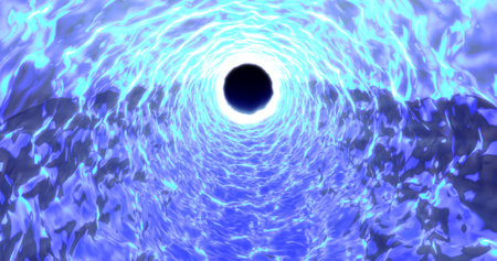 Tunnel blue from sparkling transparent shiny natural clean water. abstract background.の写真素材