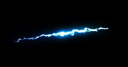 blue lightning bolts electric bright shiny with reflections. abstract background. Screensaver.の写真素材