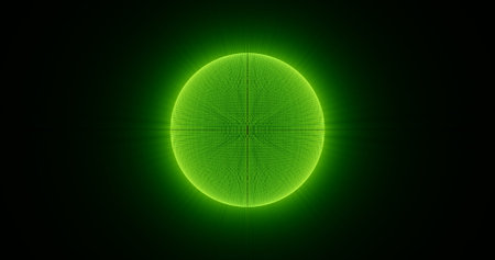 Abstract unusual beautiful bright glowing explosion of a star of a green ball of a sphere of small...