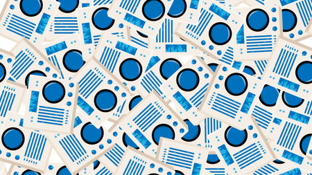Seamless pattern endless with music audio dj consoles with vinyl old retro vintage hipster from 70s,...