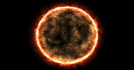Abstract energy sphere round planet star sun futuristic cosmic yellow fiery beautiful glowing magic...