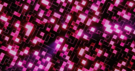 Abstract background of pink shiny mirror iridescent squares and rectangles digital hi-tech.