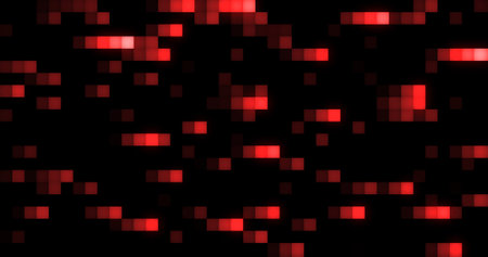 abstract background. Red moving squares and lines are beautiful and glowing magical energy retro pixel.の写真素材