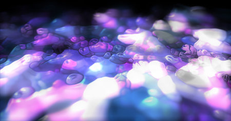 Abstract multicolored liquid iridescent purple bright glowing, magical abstract background.