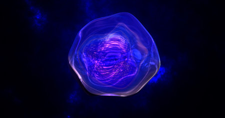 Abstract round blue sphere liquid iridescent soap bubble futuristic, abstract background. Video 4k, motion design.の写真素材