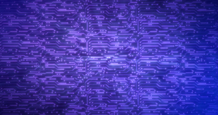 Abstract background of blue computer circuit boards digital hi-tech futuristic of lines and dots.の写真素材