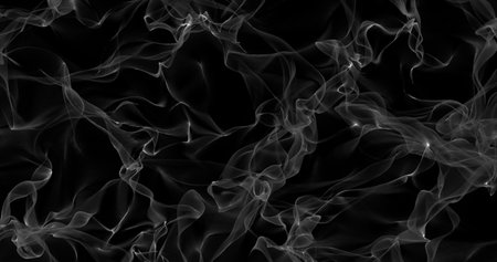 Abstract gray smoke transparent with waves on a black background.の写真素材