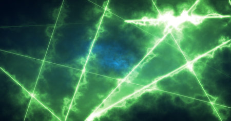 Abstract green energy lines magical glowing background.の写真素材