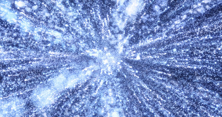 Abstract blue energy fireworks particle salute magical bright glowing futuristic hi-tech with blur...