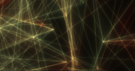 Abstract green energy lines triangles magical bright glowing futuristic hi-tech background.