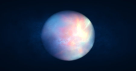 Abstract energy sphere round glowing magical digital futuristic space background.