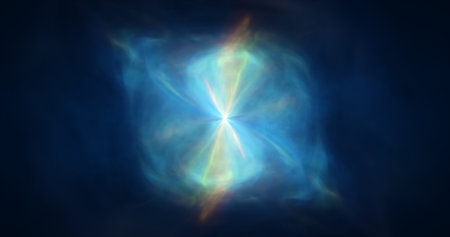 Abstract cosmic multi-colored transparent energy waves glowing background.