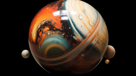 Abstract bright energy space sphere. AI generated.の素材