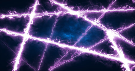 Abstract purple energy lines magical glowing background.の写真素材