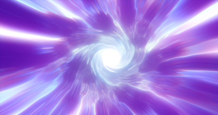 Abstract purple blue tunnel twisted swirl of cosmic hyperspace magical bright glowing futuristic...