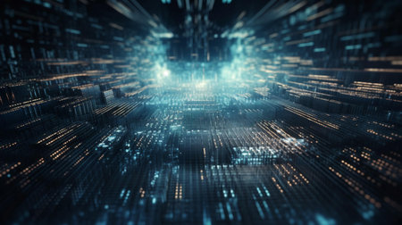 Computer futuristic boards with microchips energy chips and transistors on high tech computer abstract background. Data center, big data. AI generated.の素材