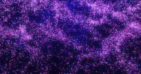 Purple waves from energy particles magical glowing high tech futuristic light dots abstract...