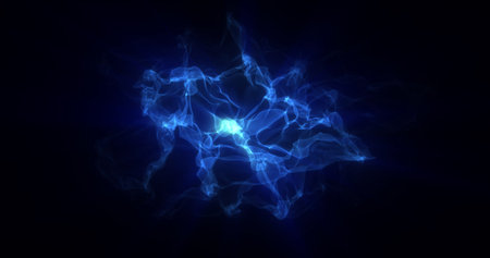 Abstract blue energy magical waves glowing background.