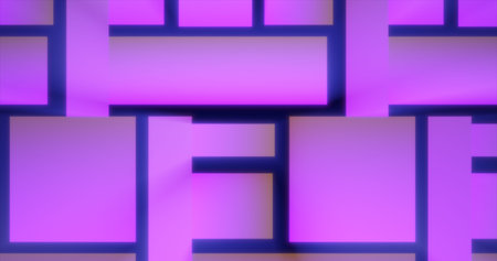 Purple patterns futuristic energy glowing from rectangles and squares background.