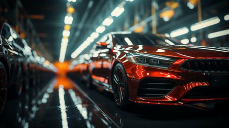 Industrial high-tech line for the assembly and production of modern cars at the plant.の素材