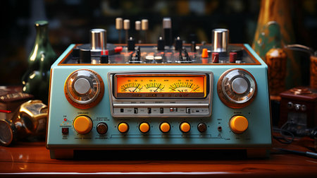 Retro old vintage radio for listening to music.の素材