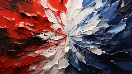 Abstract background of paint strokes in the form of waves and lines in blue red white colors of the American flag.の素材