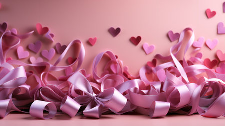 Festive love hearts and ribbons decorations for Valentine's Day.の素材